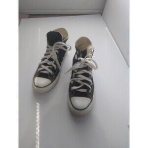 Converse Black and White High Top Lace Up Sneakers Mens 5 womens 7